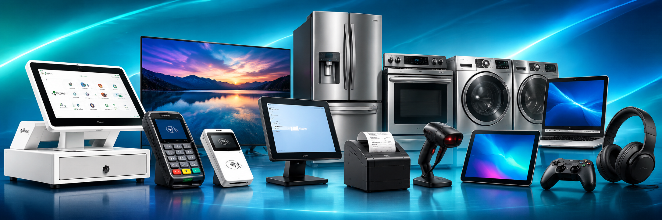 Point of sale equipment, payment terminals, televisions, appliances, computers, and electronics