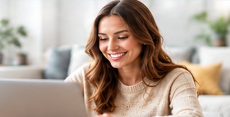 Person using a laptop at home